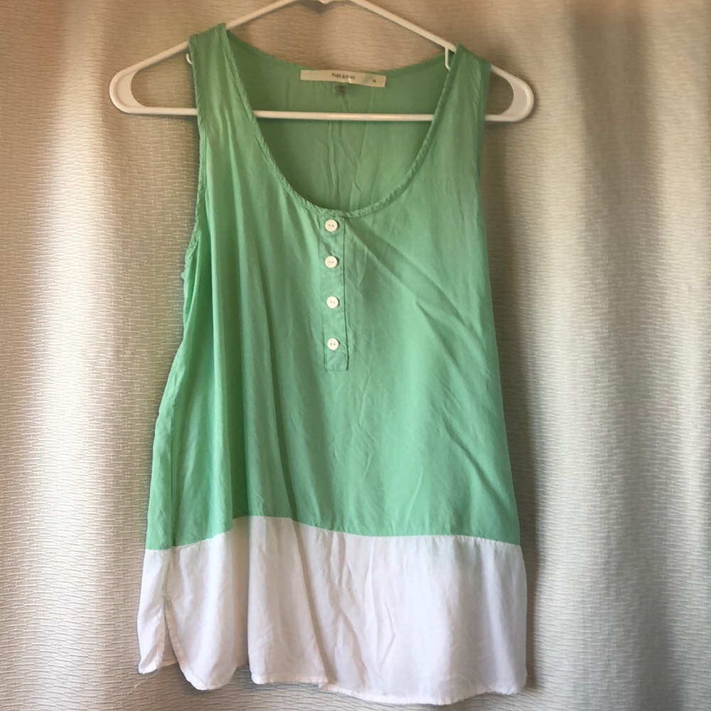 Mint green color block tank